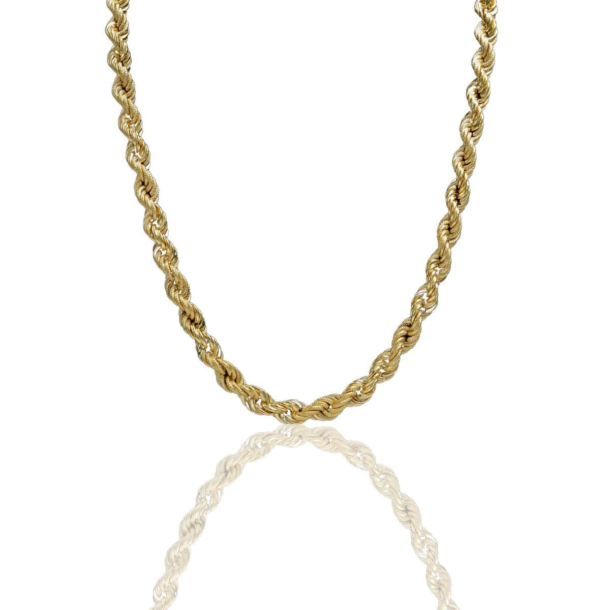 Collana Oro Giallo Oro 18 carati Corda Godronata Solo Oro cm.70 spessore mm 8
