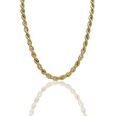 Collana Oro Giallo Oro 18 carati Corda Godronata Solo Oro cm.70 spessore mm 8