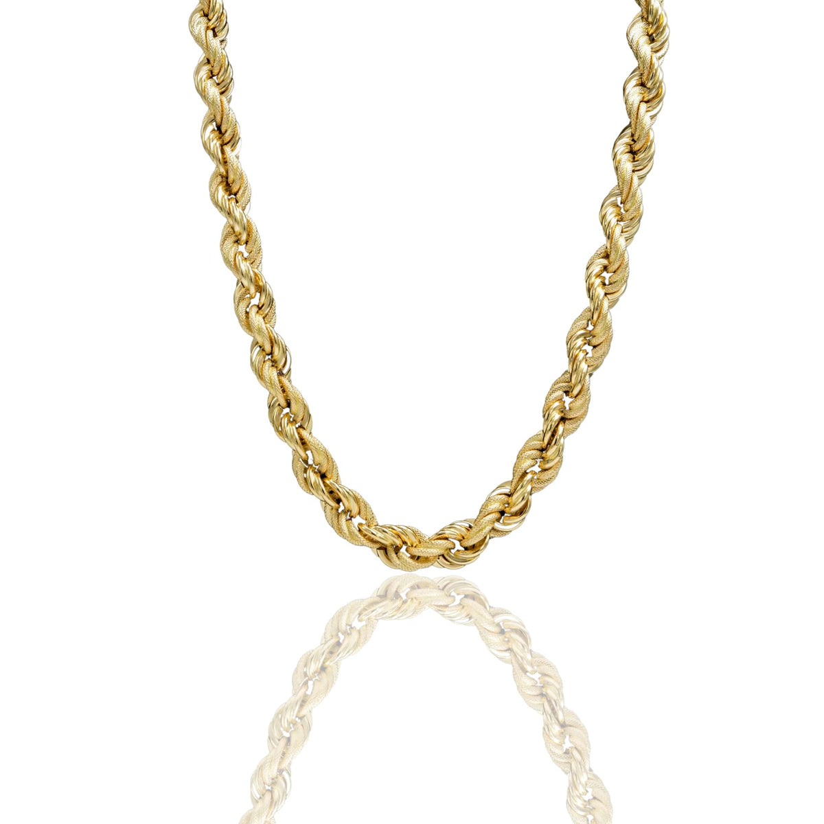 Collana Oro Giallo Oro 18 carati Corda Godronata Solo Oro cm.70 spessore mm 12
