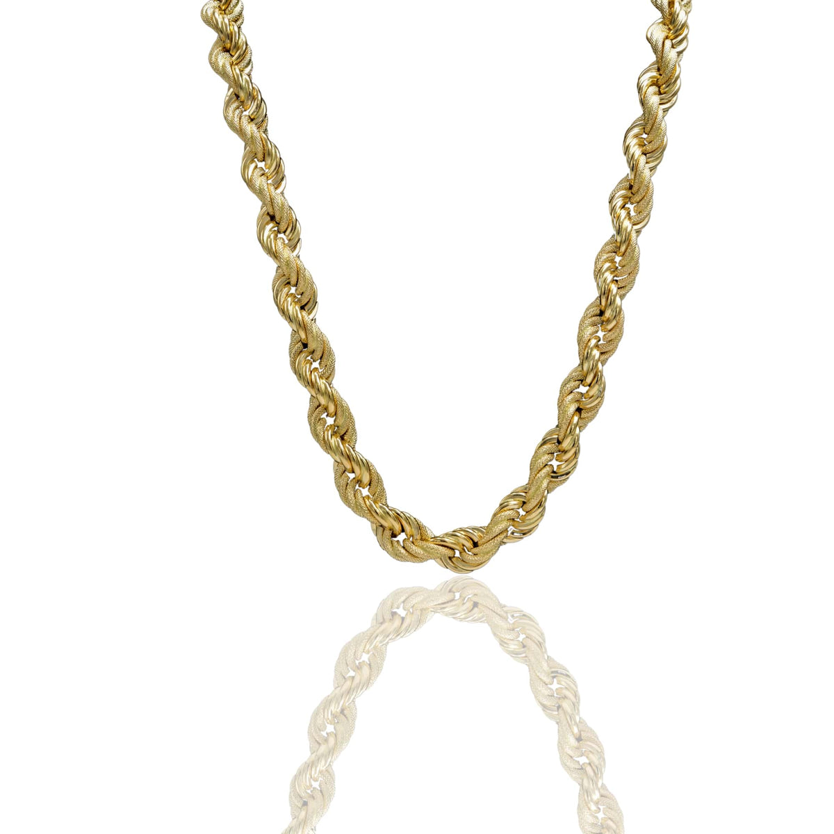 Collana Oro Giallo Oro 18 carati Corda Godronata Solo Oro cm.70 spessore mm 13