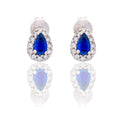Orecchini Oro Bianco Oro 18 carati Goccia Con Contorno Zirconi Bianchi, Zircone Blu 