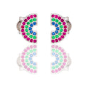 Orecchini Oro Bianco Oro 18 carati Arcobaleno Pavè Zirconi Multicolor