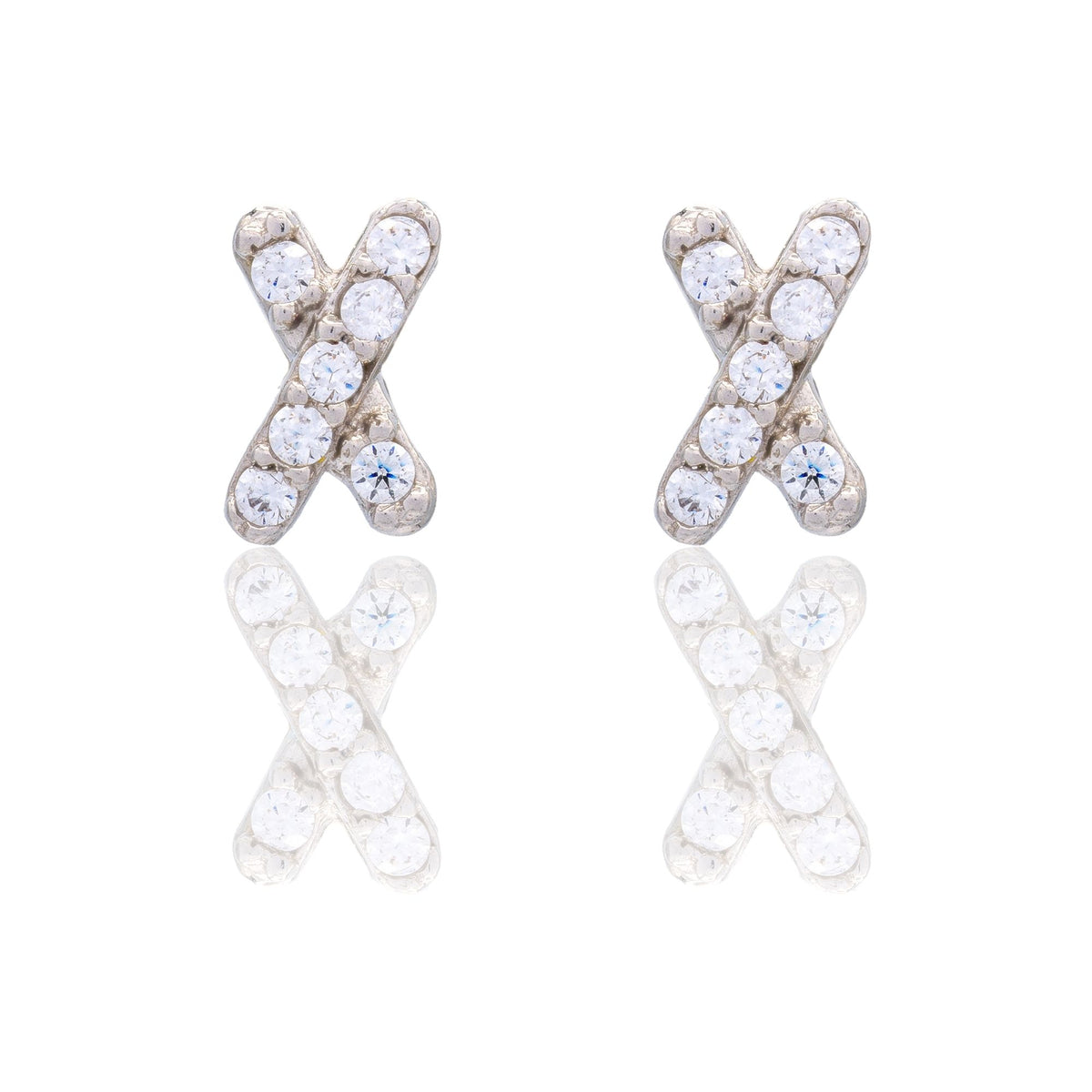 Orecchini Oro Bianco Oro 18 carati X Pavè Zirconi bianchi