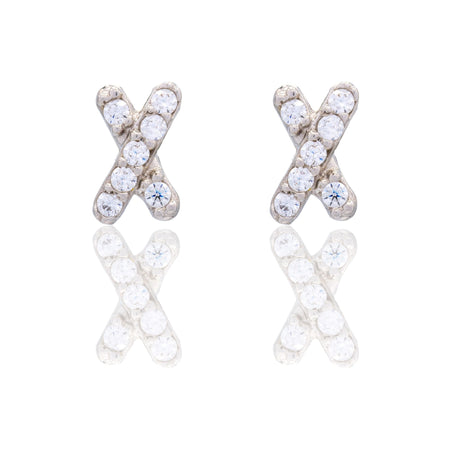 Orecchini Oro Bianco Oro 18 carati X Pavè Zirconi bianchi