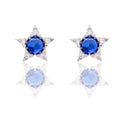 Orecchini Oro Bianco Oro 18 carati Stella Pietra Zirconi Bianchi, Zircone Blu 