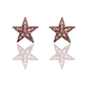 Orecchini Oro Rosa Oro 18 carati Stella Pave' Zirconi Neri, Pavè Zirconi Brown 