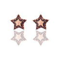 Orecchini Oro Rosa Oro 18 carati Stelle Con Contorno Zirconi Brown