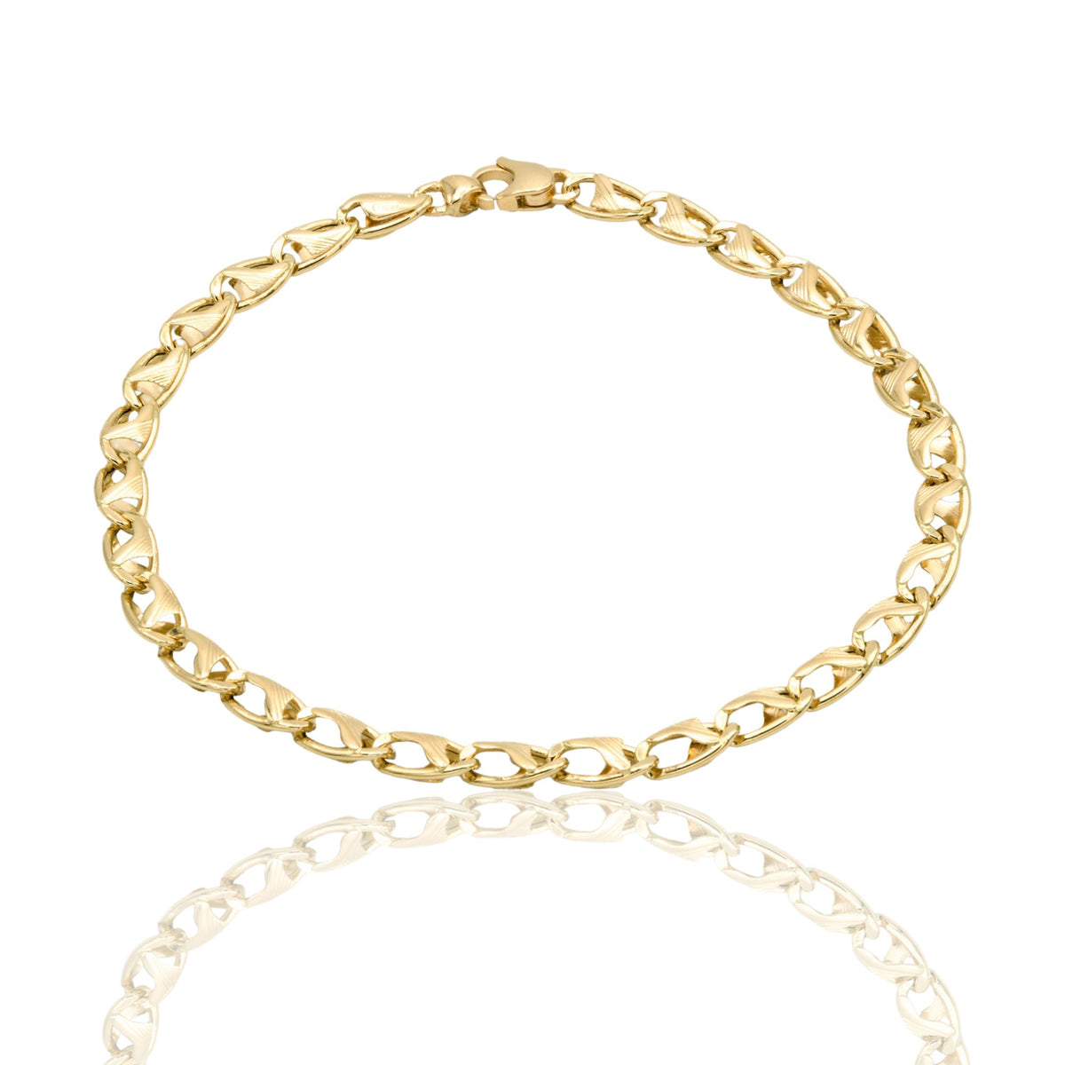 Bracciale Oro Giallo Oro 18 carati Catena Piatta Solo Oro cm. 21,5