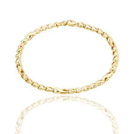 Bracciale Oro Giallo Oro 18 carati Catena Piatta Solo Oro cm. 21