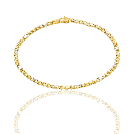 Bracciale Oro Giallo Oro Bianco Oro 18 carati Catena Piatta Solo Oro cm. 21