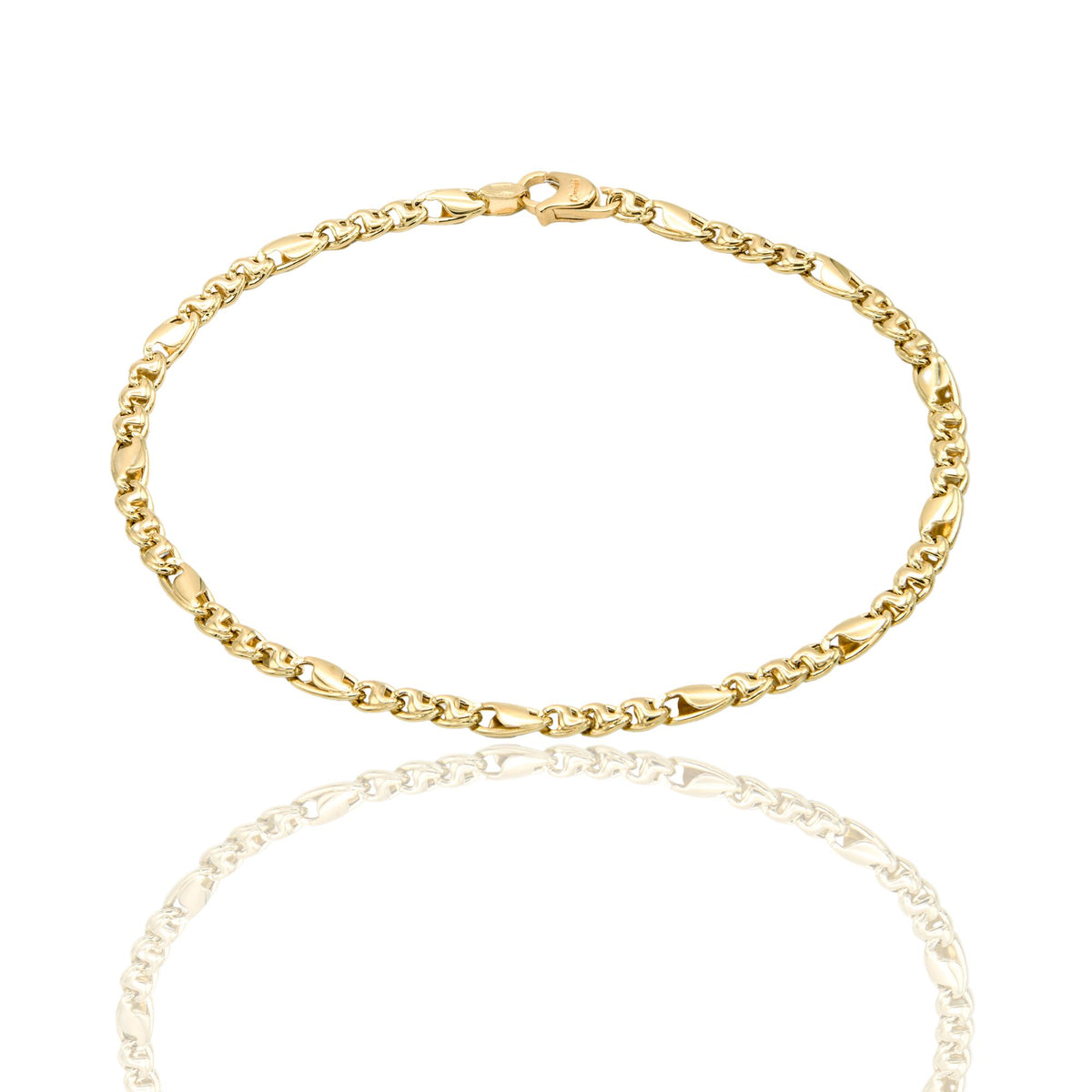 Bracciale Oro Giallo Oro 18 carati Catena Piatta Solo Oro cm. 19