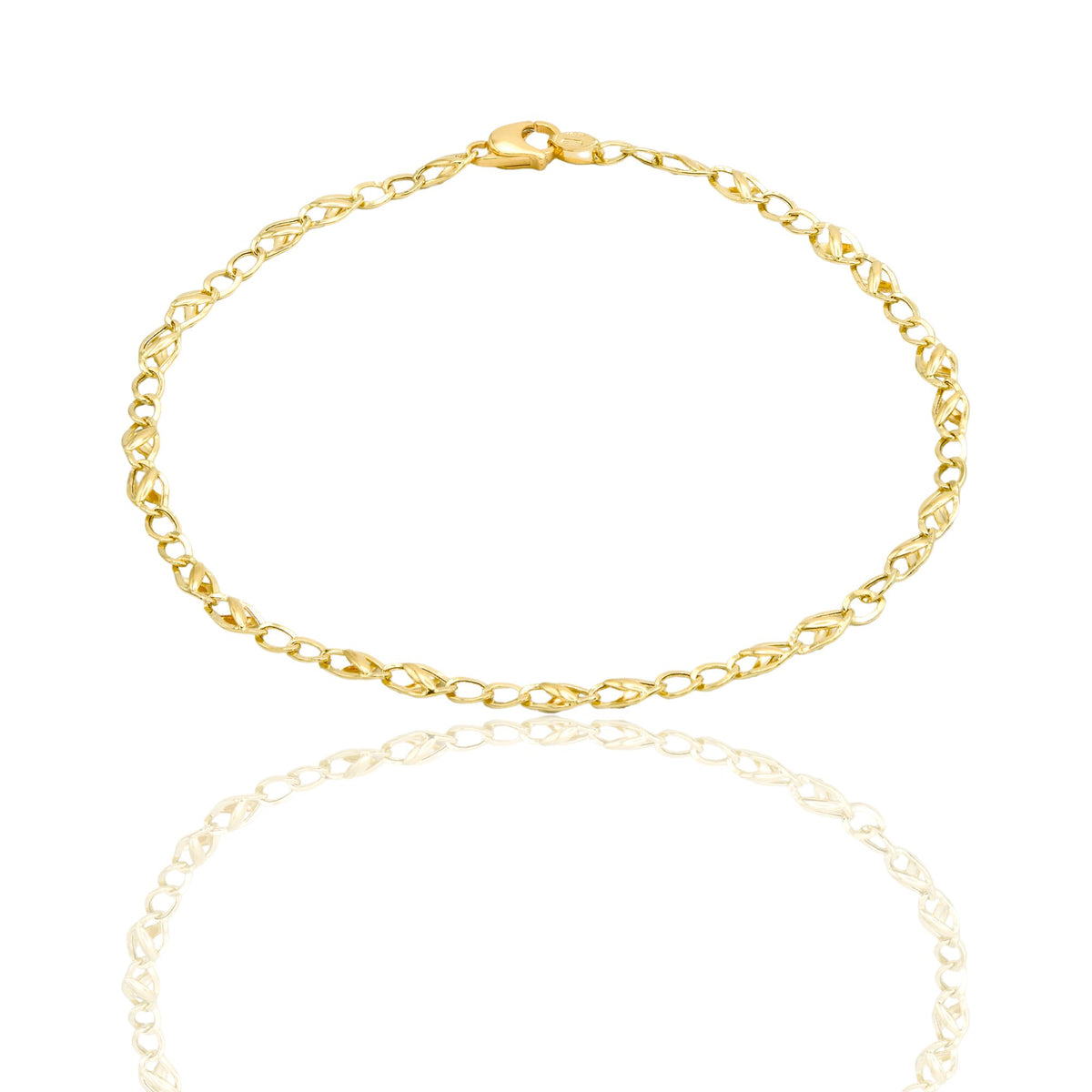 Bracciale Oro Giallo Oro 18 carati Catena Piatta Solo Oro cm. 19