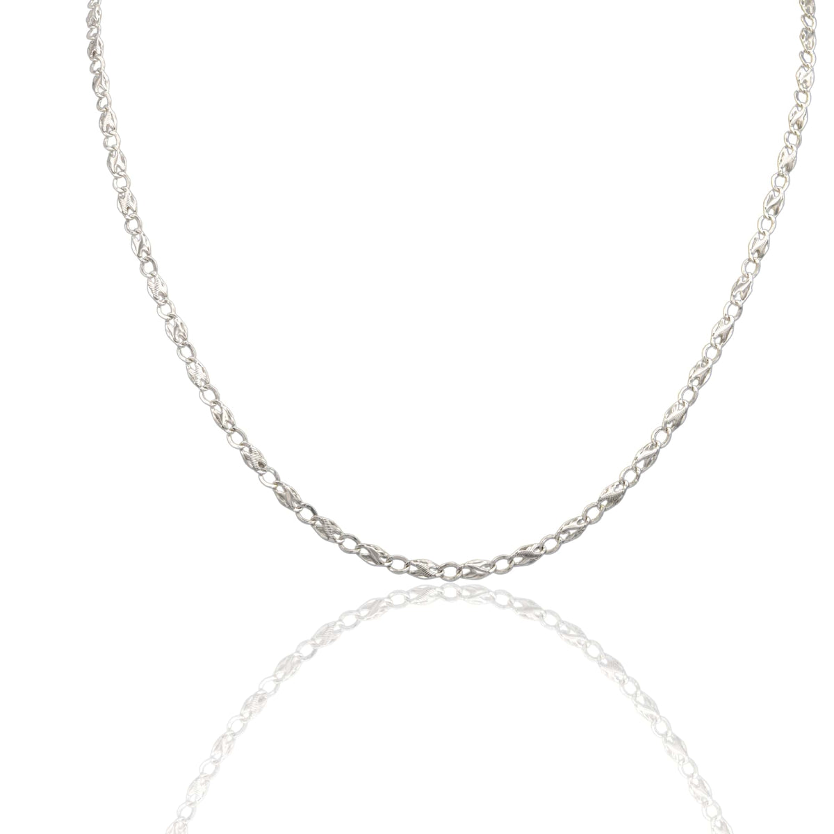 Collana Oro Bianco Oro 18 carati Catena Piatta Solo Oro cm.50