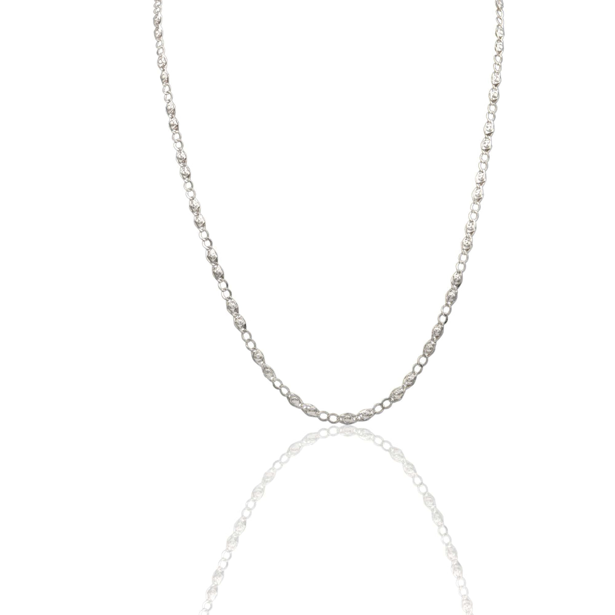Collana Oro Bianco Oro 18 carati Catena Piatta Solo Oro cm.50