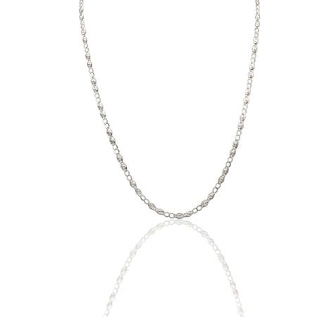 Collana Oro Bianco Oro 18 carati Catena Piatta Solo Oro cm.50