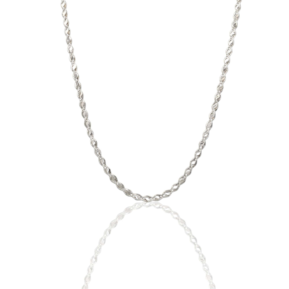 Collana Oro Bianco Oro 18 carati Catena Piatta Solo Oro cm.50