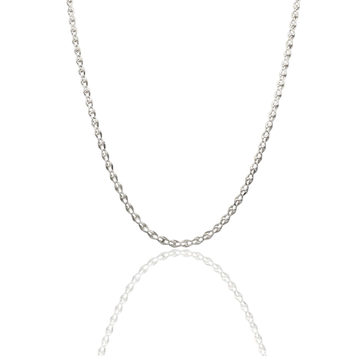 Collana Oro Bianco Oro 18 carati Catena Maglia Marinara Solo Oro cm.50