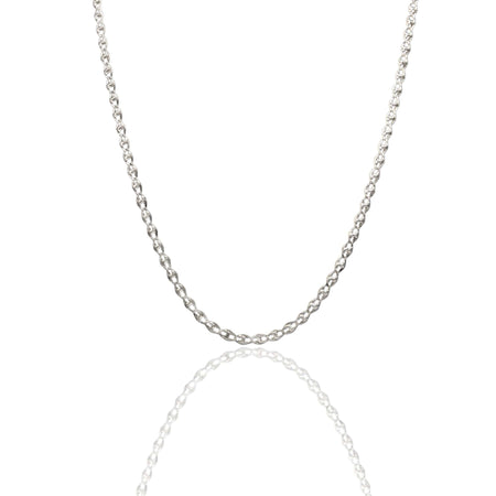 Collana Oro Bianco Oro 18 carati Catena Maglia Marinara Solo Oro cm.50