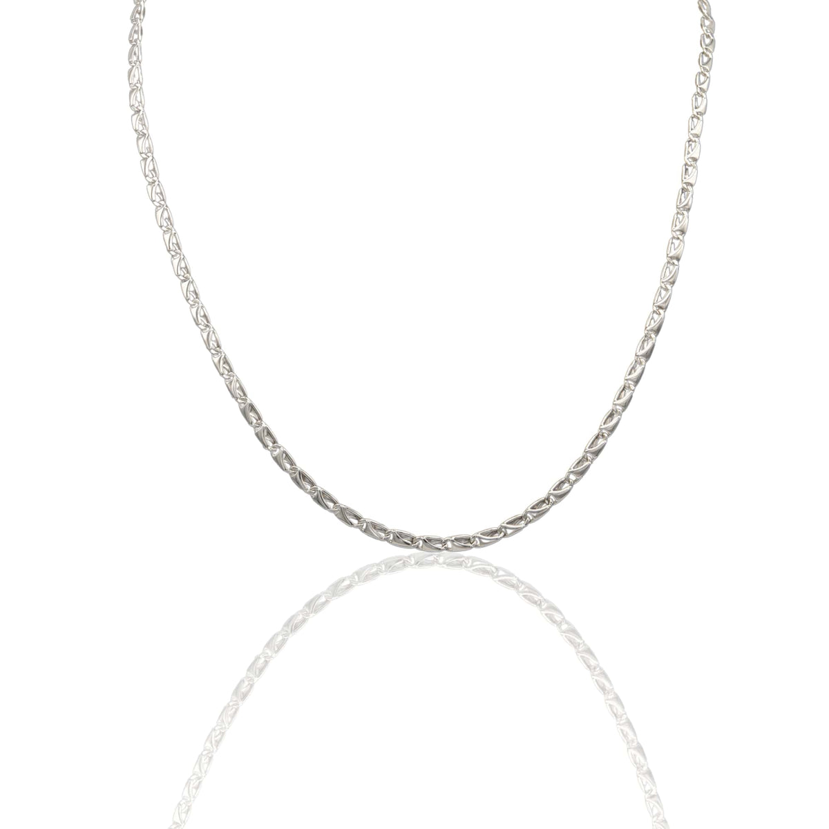 Collana Oro Bianco Oro 18 carati Catena Piatta Solo Oro cm.50
