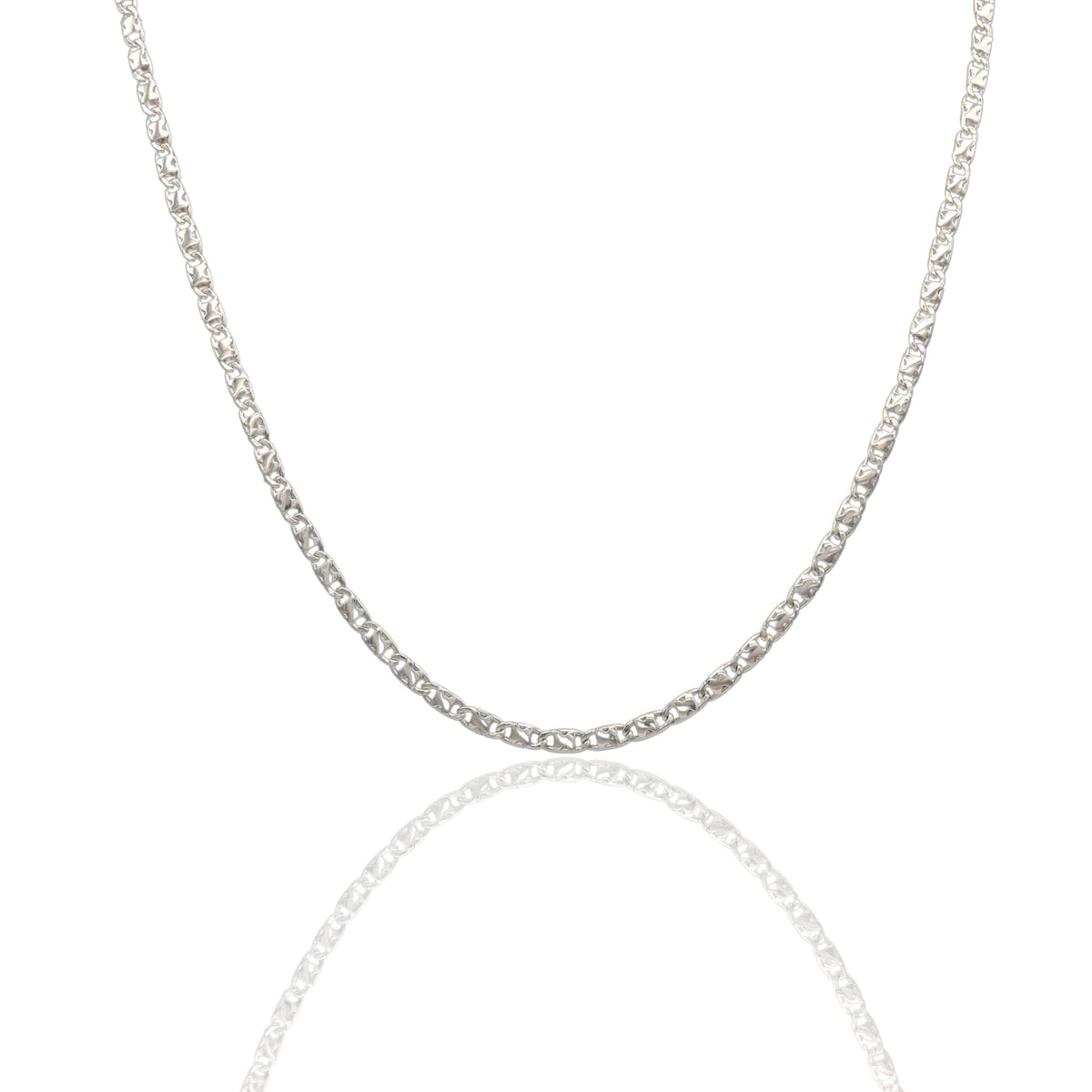 Collana Oro Bianco Oro 18 carati Catena Piatta Solo Oro cm.50