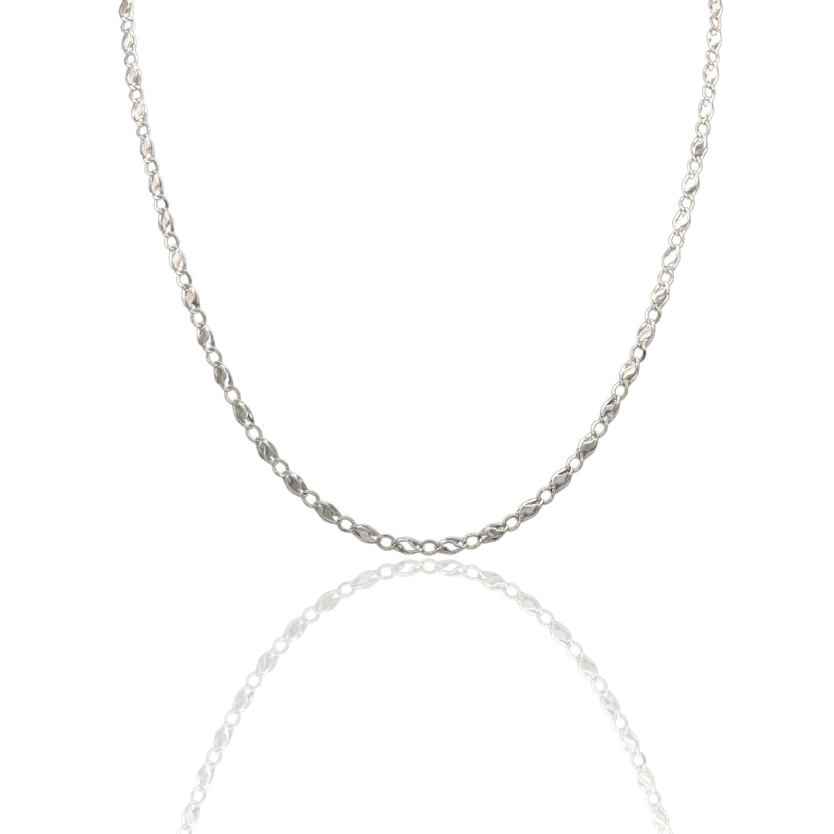Collana Oro Bianco Oro 18 carati Catena Piatta Solo Oro cm.50