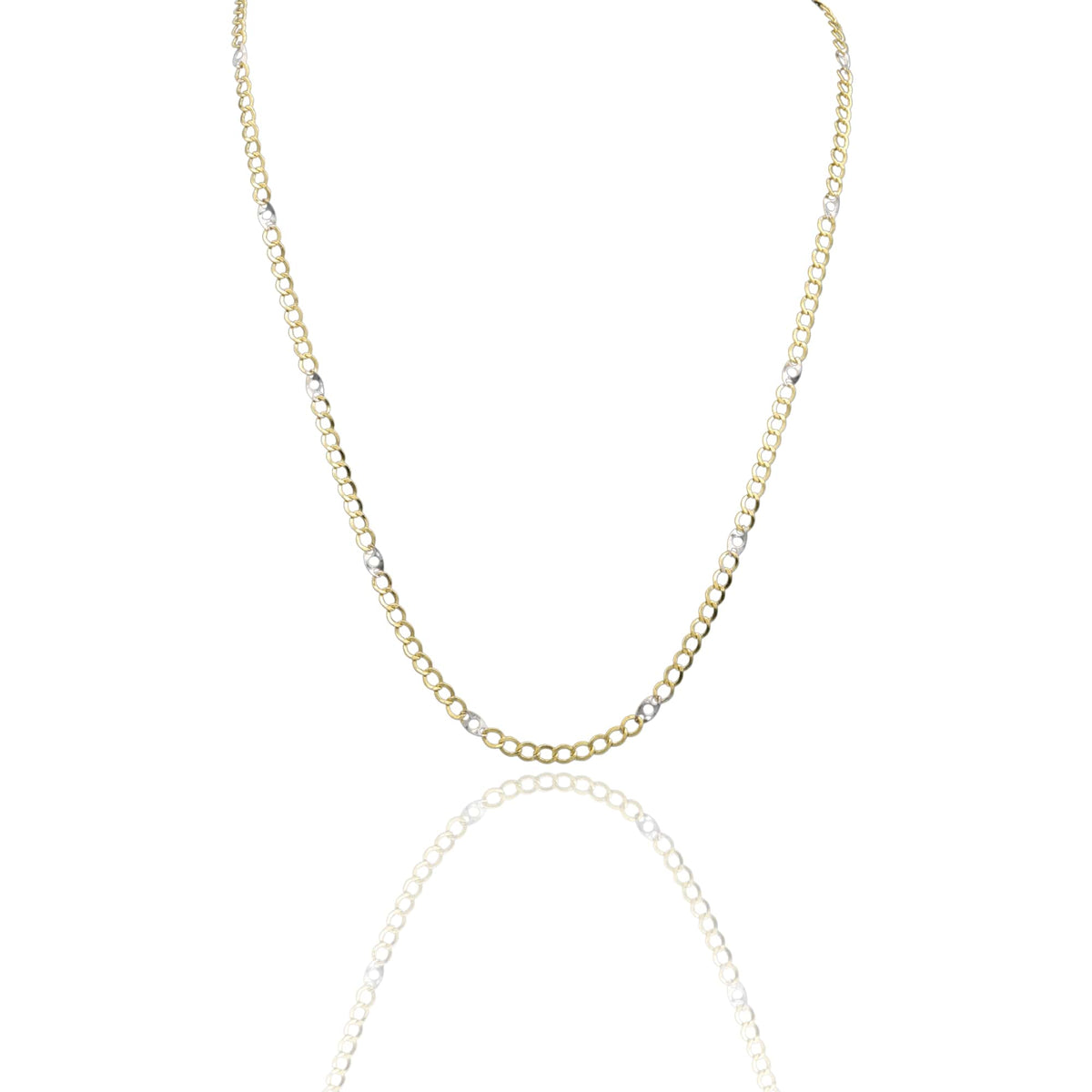 Collana Oro Giallo Oro Bianco Oro 18 carati Catena Piatta Solo Oro cm.50