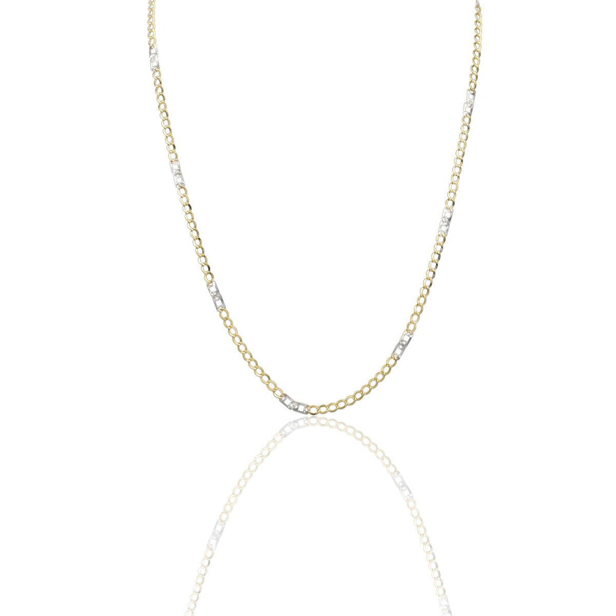 Collana Oro Giallo Oro Bianco Oro 18 carati Catena Piatta Solo Oro cm.50