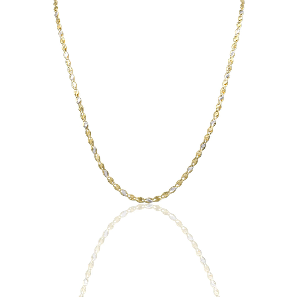Collana Oro Giallo Oro Bianco Oro 18 carati Catena Piatta Solo Oro cm.60
