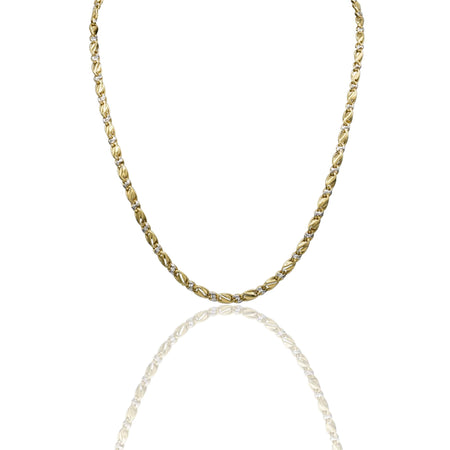 Collana Oro Giallo Oro Bianco Oro 18 carati Catena Piatta Solo Oro cm.50