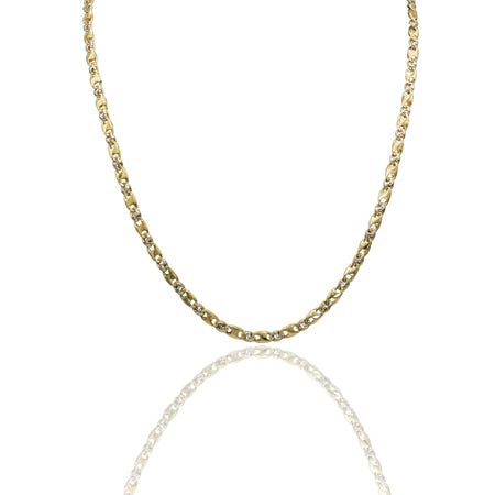 Collana Oro Giallo Oro Bianco Oro 18 carati Catena Piatta Solo Oro cm.60