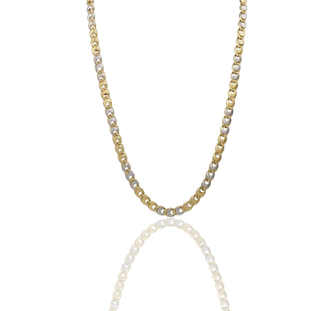 Collana Oro Giallo Oro Bianco Oro 18 carati Catena Piatta Solo Oro