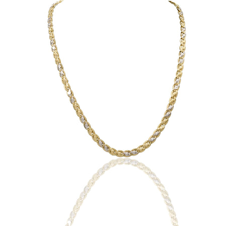 Collana Oro Giallo Oro Bianco Oro 18 carati Catena Piatta Solo Oro
