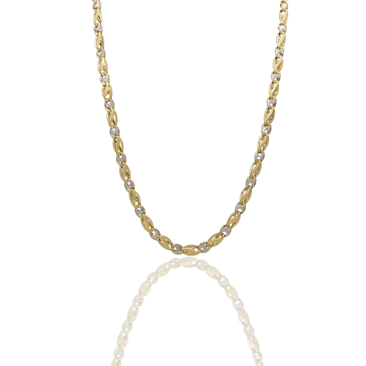 Collana Oro Giallo Oro Bianco Oro 18 carati Catena Piatta Solo Oro