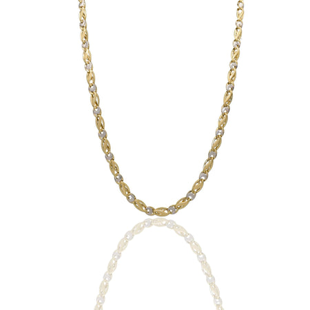 Collana Oro Giallo Oro Bianco Oro 18 carati Catena Piatta Solo Oro