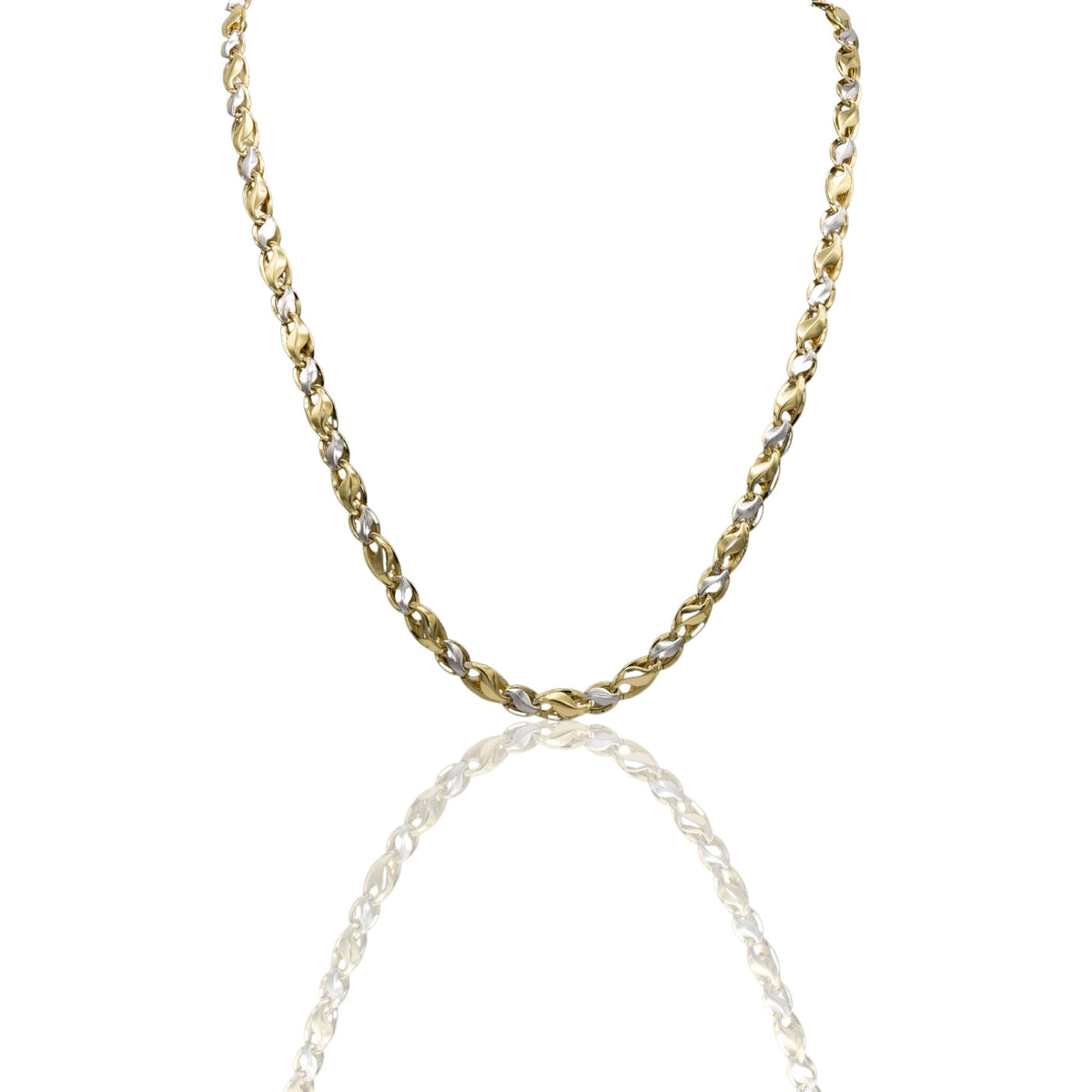 Collana Oro Giallo Oro Bianco Oro 18 carati Catena Piatta Solo Oro