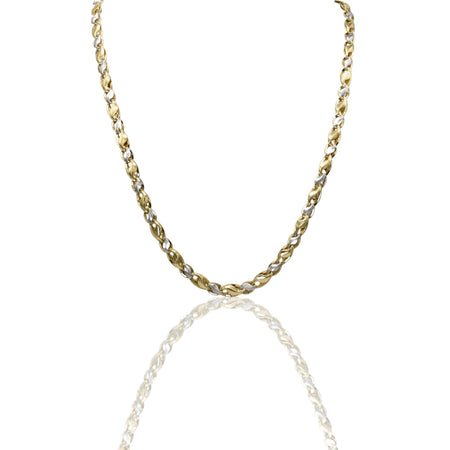 Collana Oro Giallo Oro Bianco Oro 18 carati Catena Piatta Solo Oro