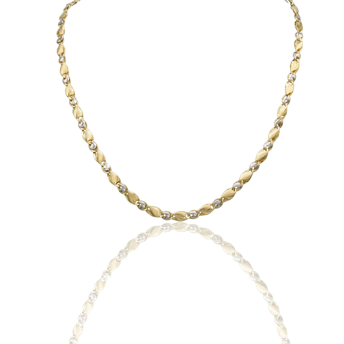 Collana Oro Giallo Oro Bianco Oro 18 carati Catena Piatta Solo Oro