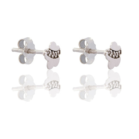 Orecchini Oro Bianco Oro 18 carati Fiore Con Striscia Zirconi Bianchi