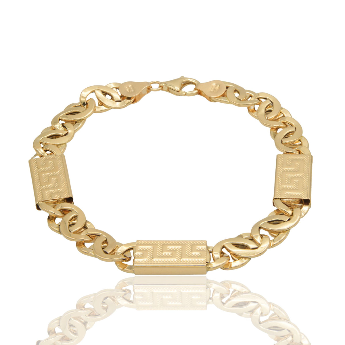 Bracciale Oro Giallo Oro 18 carati Catena Intecciata Greca Solo Oro