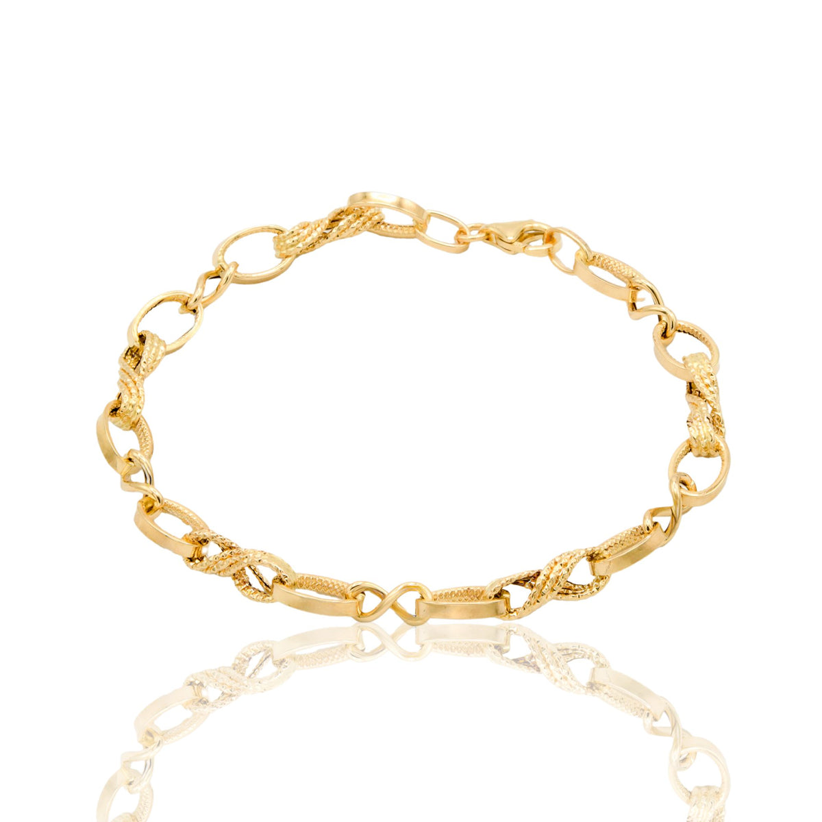 Bracciale Oro Giallo Oro 18 carati Catena Intrecciata Solo Oro