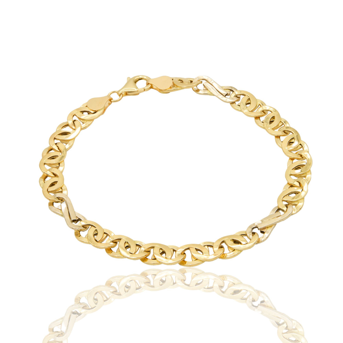 Bracciale Oro Giallo Oro 18 carati Catena Piatta Solo Oro