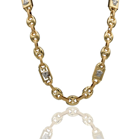 Collana Oro Giallo Oro Bianco Oro 18 carati Marinara Con Greca E Medusa Solo Oro