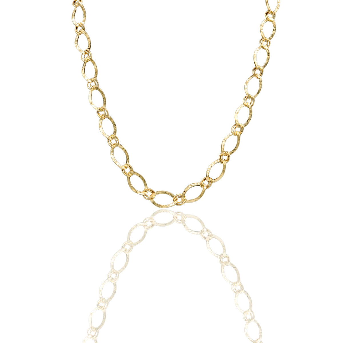 Collana Oro Giallo Oro 18 carati Catena Con Ovali Solo Oro