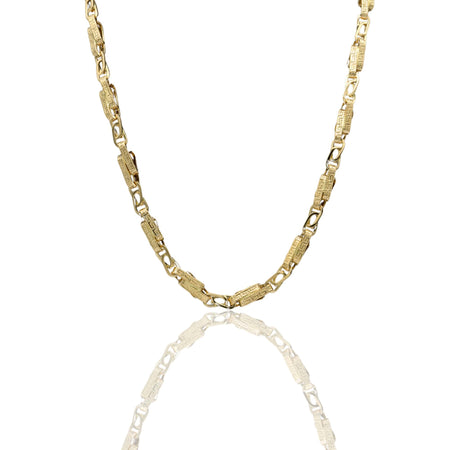 Collana Oro Giallo Oro 18 carati Schiacciata Greca Maglia Intrecciata Solo Oro cm.60