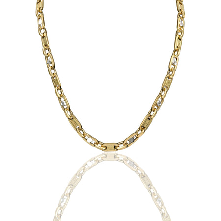 Collana Oro Giallo Oro Bianco Oro 18 carati Girocollo Maglie Ovali Volto Medusa Solo Oro cm.70
