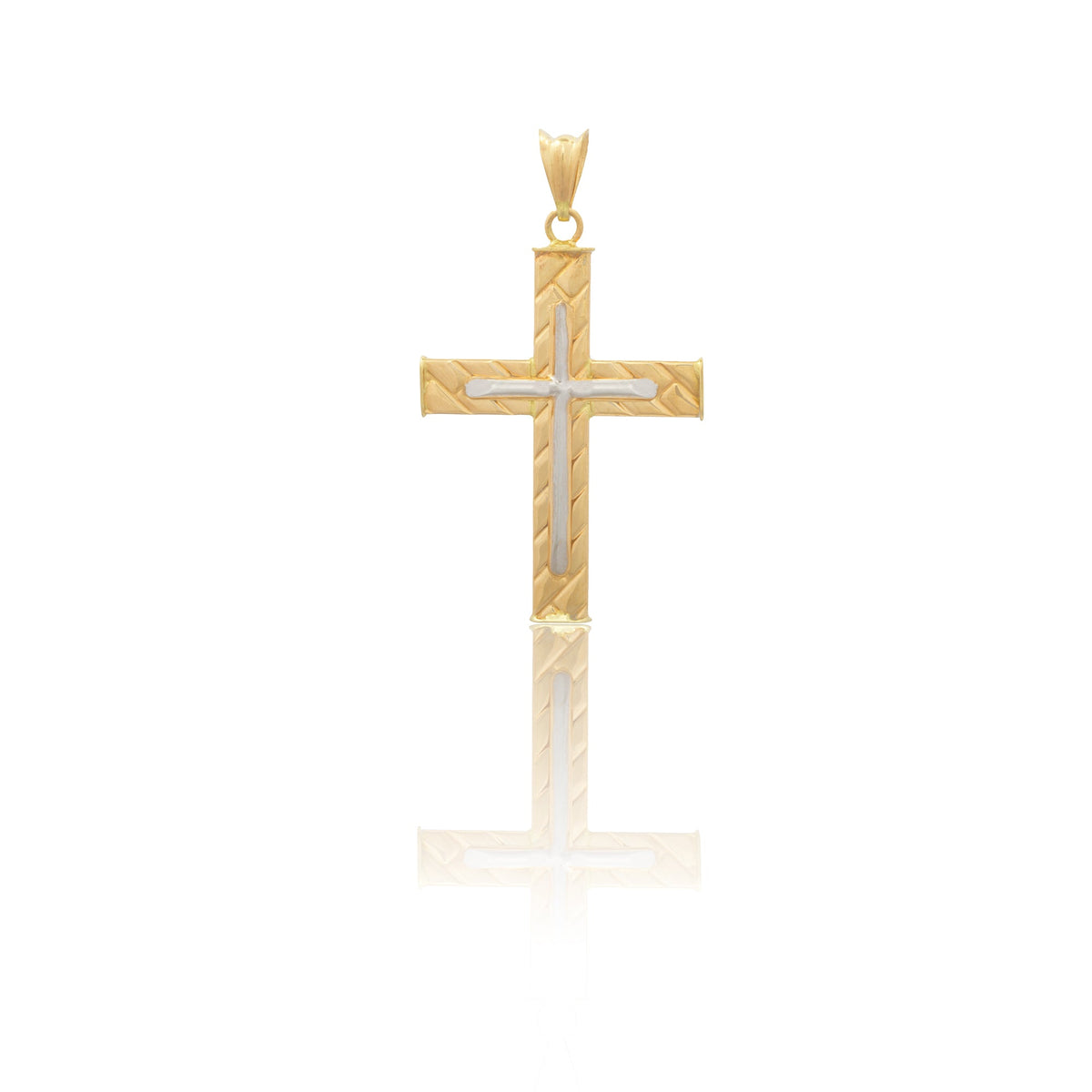 Ciondolo Oro Giallo Oro Bianco Oro 18 carati Croce Con Crocefisso Solo Oro
