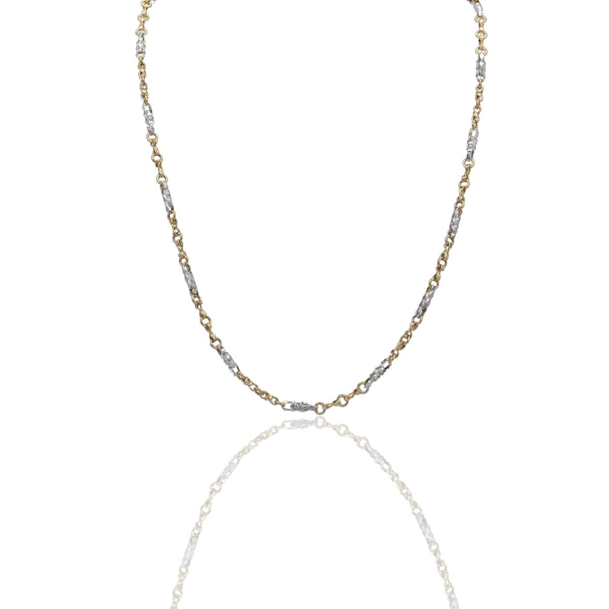 Collana Oro Giallo Oro Bianco Oro 18 carati Catena Piatta Solo Oro