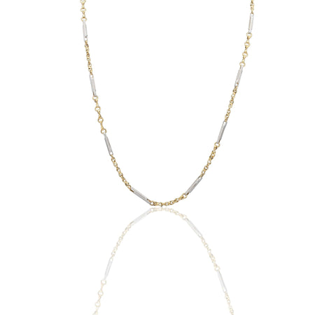 Collana Oro Giallo Oro Bianco Oro 18 carati Catena Piatta Solo Oro