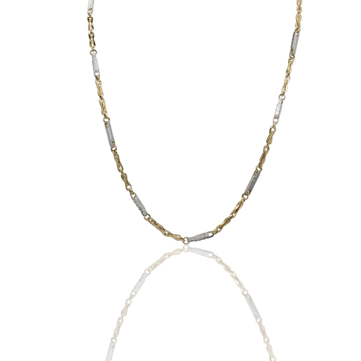 Collana Oro Giallo Oro Bianco Oro 18 carati Catena Piatta Solo Oro