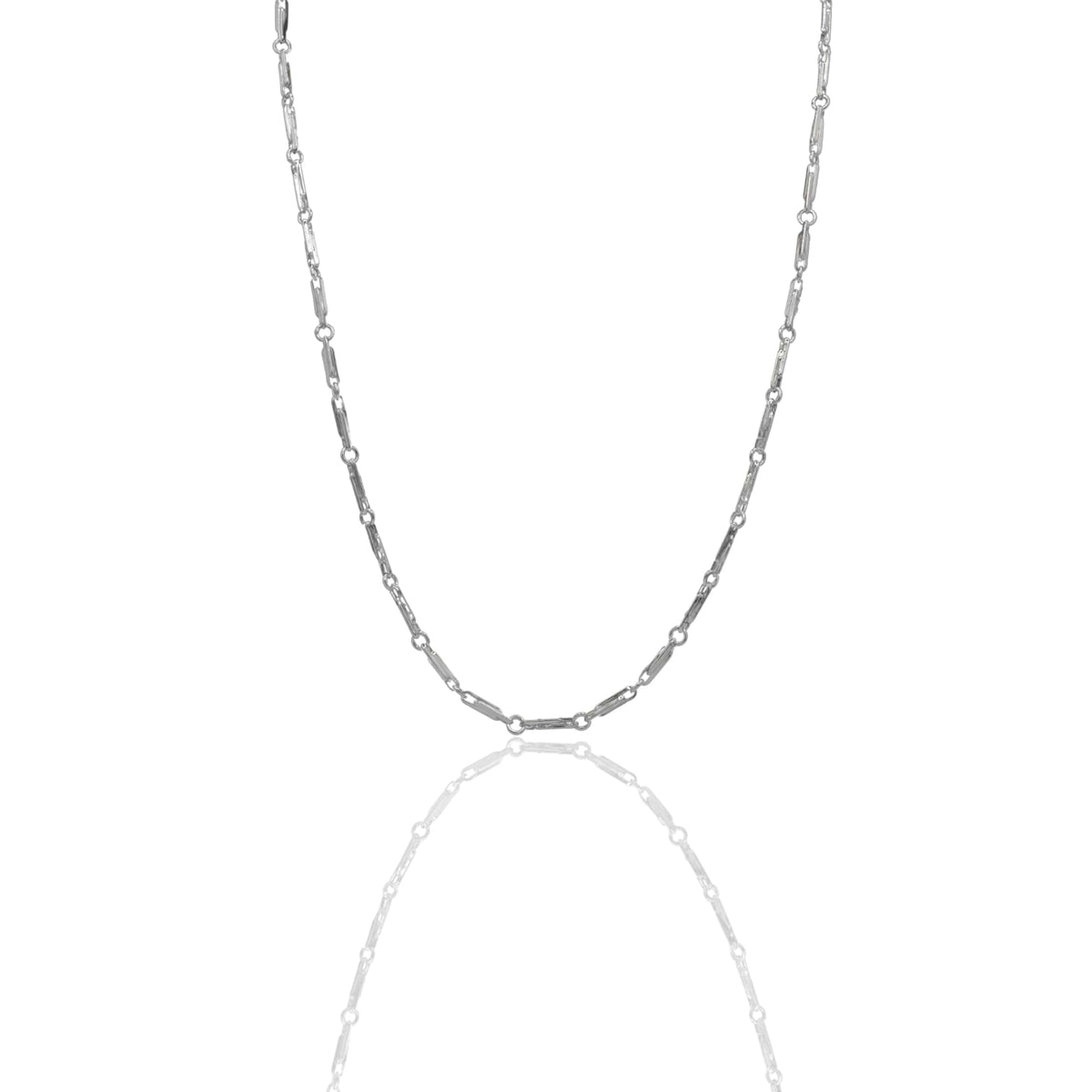 Collana Oro Bianco Oro 18 carati Catena Piatta Solo Oro